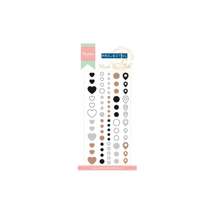 (PL4503)Marianne Design Project NL Adhesive stickers-Black & Whi