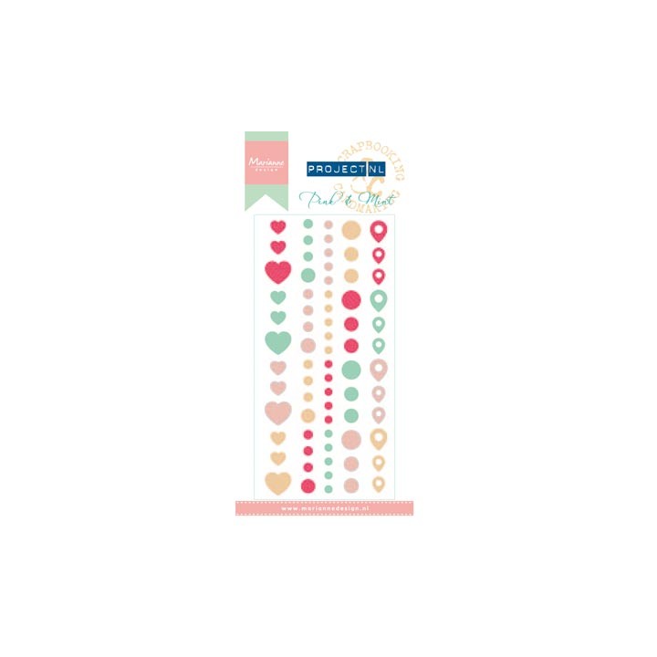(PL4504)Marianne Design Project NL Adhesive stickers-Pink & Mint
