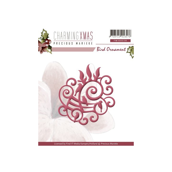 (PM10038)Precious Marieke - Charming Xmas - Bird Ornament