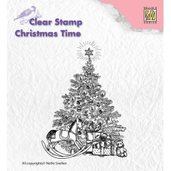 (CT017)Nellie's Choice Clear Stamp Christmas time tree with gift