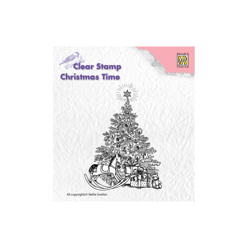 (CT017)Nellie's Choice Clear Stamp Christmas time tree with gift