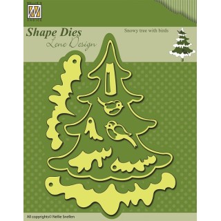 (SDL009)Nellie`s Choice Shape Dies Christmas Snowy tree with bir