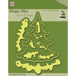 (SDL009)Nellie`s Choice Shape Dies Christmas Snowy tree with bir