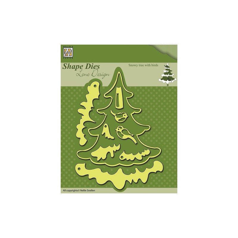 (SDL009)Nellie`s Choice Shape Dies Christmas Snowy tree with bir