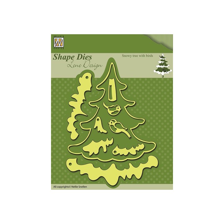 (SDL009)Nellie`s Choice Shape Dies Christmas Snowy tree with bir