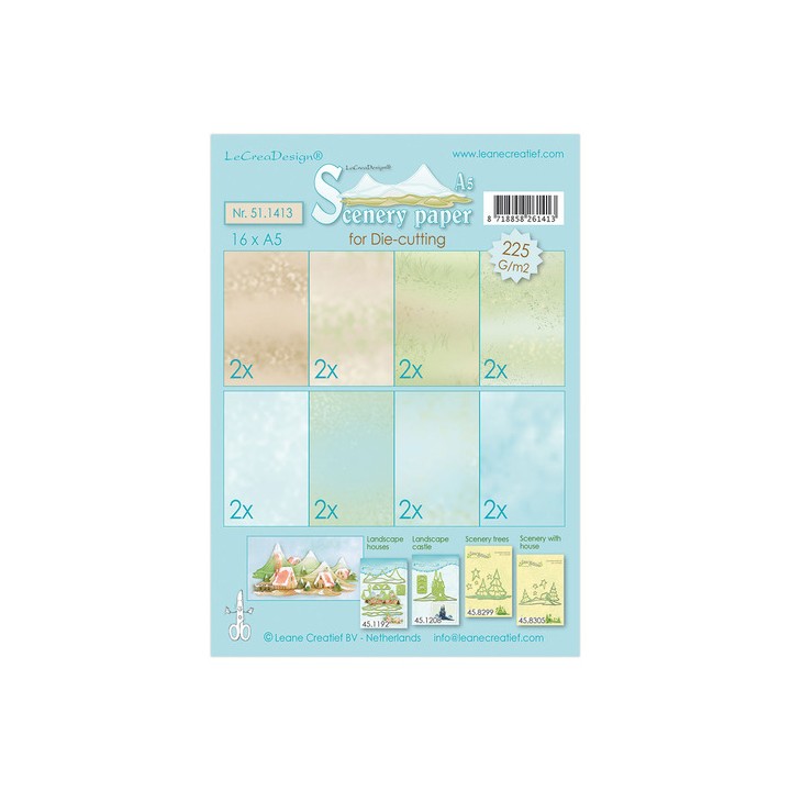 (51.1413)Paperset A5 16 feuilles blue-green-brown
