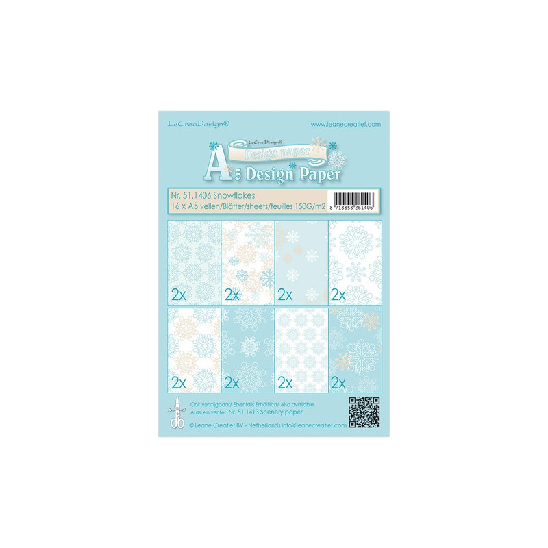 (51.1406)Paperset A5 16 sheet Snowflakes blue