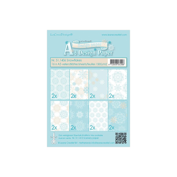 (51.1406)Paperset A5 16 vel Snowflakes blue