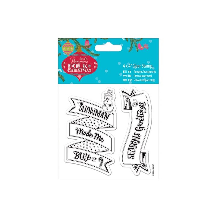 (PMA907953)4 x 4 Clear Stamp - Folk Christmas - Snowman