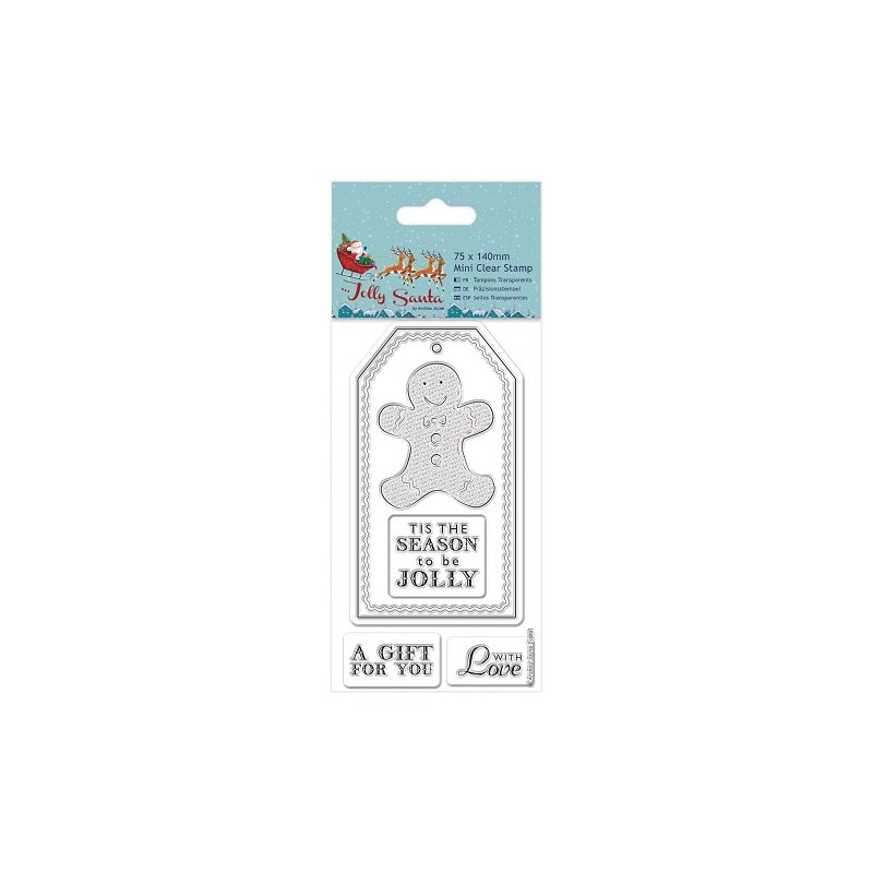 (PMA907958)75 x 140mm Mini Clear Stamp - Jolly Santa - Gingerbre