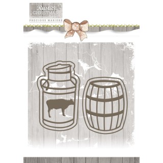 (PM10042)Precious Marieke - Rustic Christmas - Milk Churn and Ba