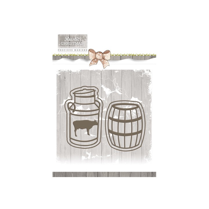 (PM10042)Precious Marieke - Rustic Christmas - Milk Churn and Ba
