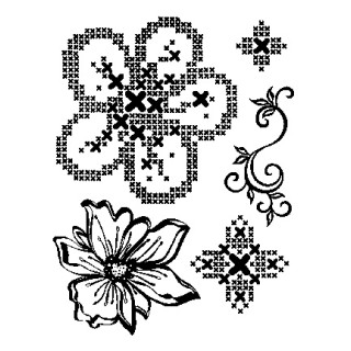 (4003 033 00)Clear stamps set Kreuzstich Blumen