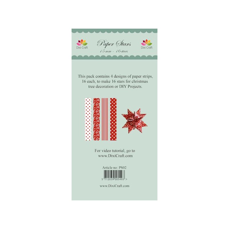 (PS02)DixiCraft Paper Stars strips Red