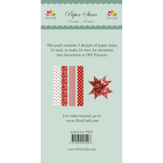 (PS02)DixiCraft Paper Stars strips Red
