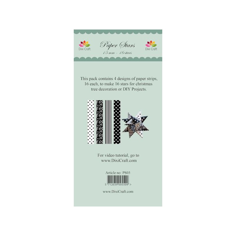 (PS03)DixiCraft Paper Stars strips Black