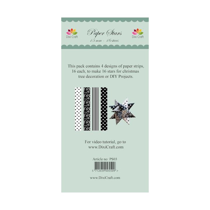 (PS03)DixiCraft Paper Stars strips Black