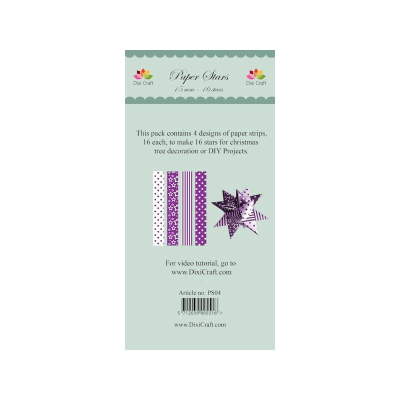 (PS04)DixiCraft Paper Stars strips Purple