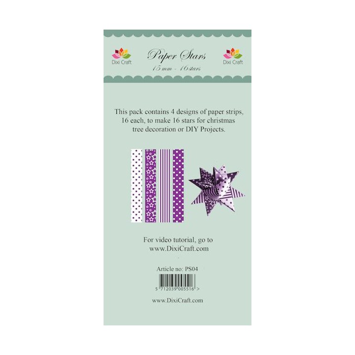 (PS04)DixiCraft Paper Stars strips Purple