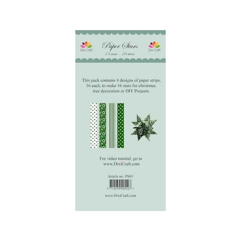 (PS05)DixiCraft Paper Stars strips Green