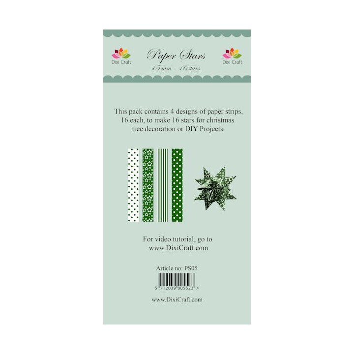 (PS05)DixiCraft Paper Stars strips Green