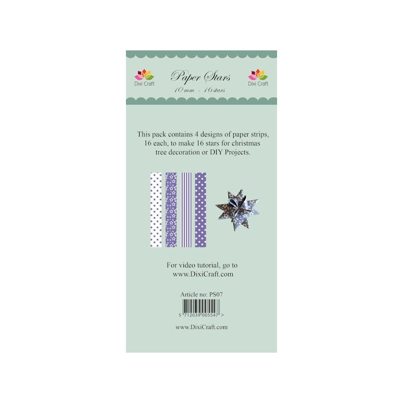 (PS07)DixiCraft Paper Stars strips small Lavender
