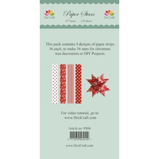 (PS08)DixiCraft Paper Stars strips small Red