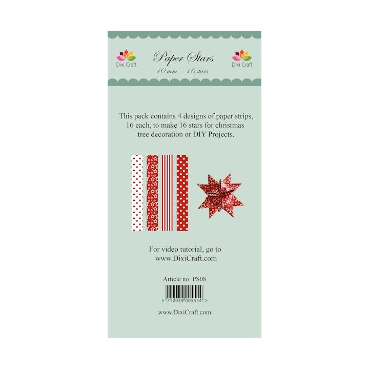 (PS08)DixiCraft Paper Stars strips small Red