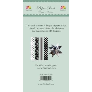 (PS09)DixiCraft Paper Stars strips small Black