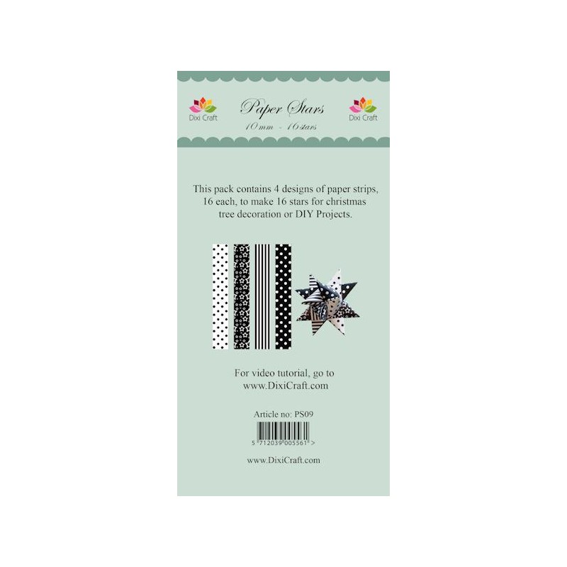 (PS09)DixiCraft Paper Stars strips small Black