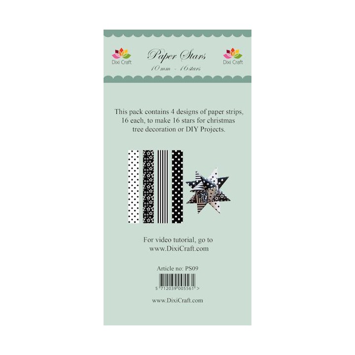 (PS09)DixiCraft Paper Stars strips small Black