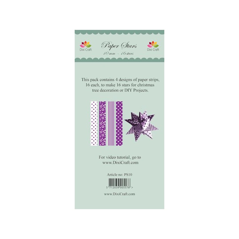 (PS10)DixiCraft Paper Stars strips small Purple