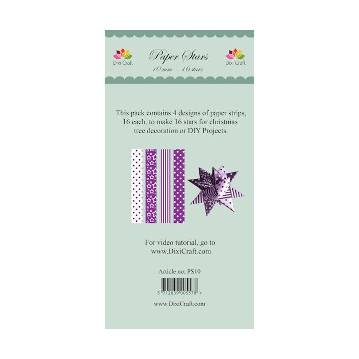 (PS10)DixiCraft Paper Stars strips small Purple