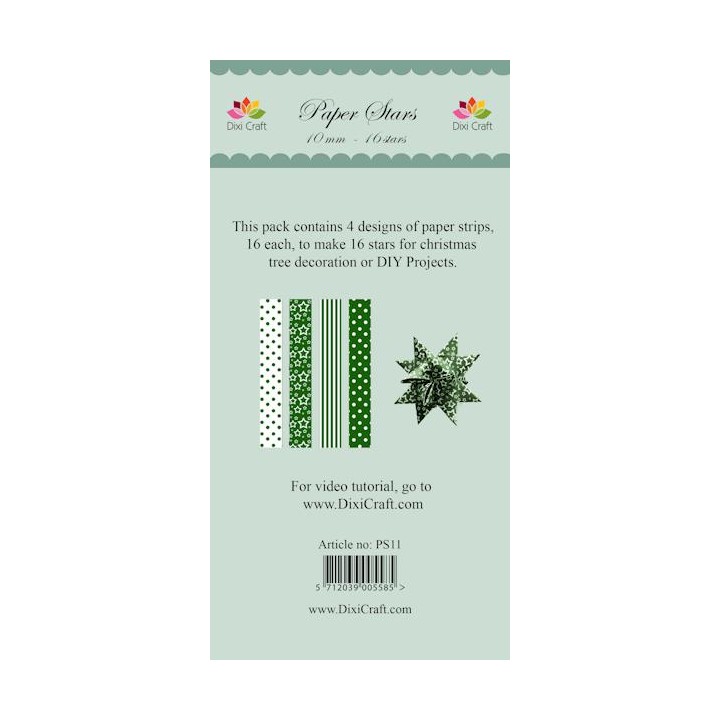 (PS11)DixiCraft Paper Stars strips small Green