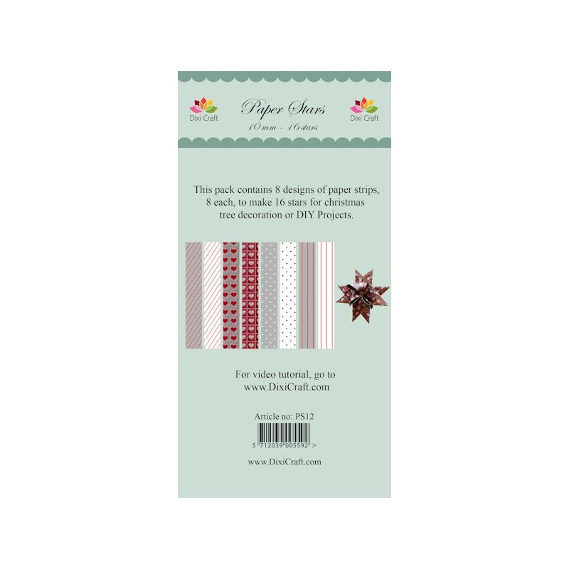 (PS12)DixiCraft Paper Stars strips small Mix