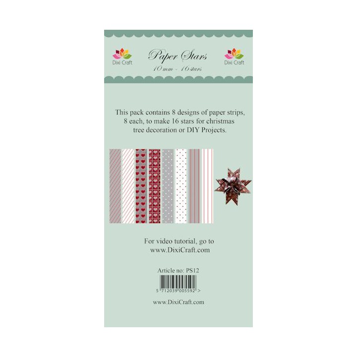 (PS12)DixiCraft Paper Stars strips small Mix