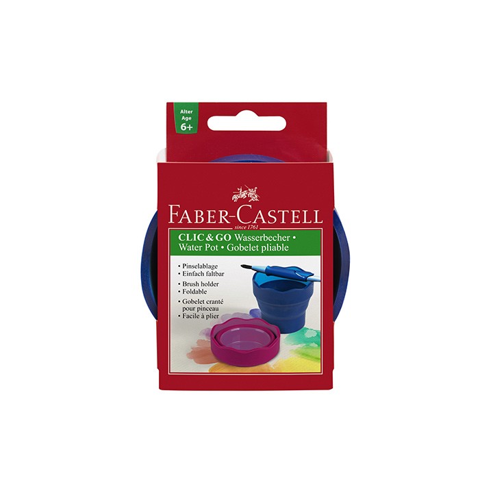 (181510)Faber-Castell Clic & Go Foldable Water Pot blue