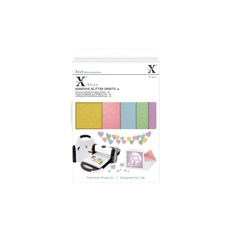 (XCU174407)Xcut Xtra A5 Adhesive Glitter Sheets (10pcs) Pastels
