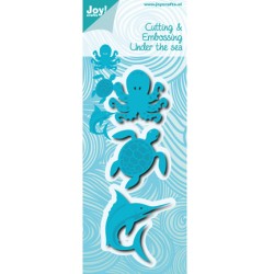 (6002/0497)Cutting & Embossing stencil Octopus, Turtle, Shark