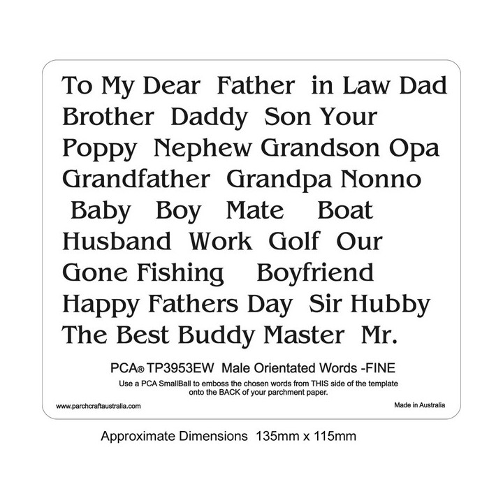 (PCA-TP3953EW)EMBOSSING Male Orientated Words FINE