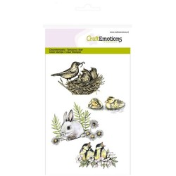 (1238)CraftEmotions clearstamps A6 birds, rabbit