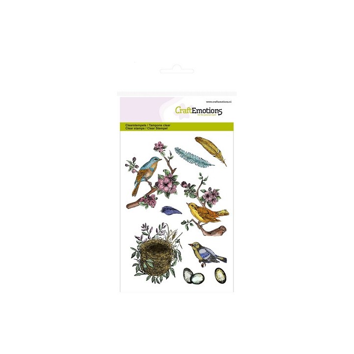 (1239)CraftEmotions clearstamps A6 birds, feathers, eggs