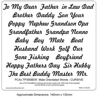(PCA-TP3958EW)EMBOSSING Male Orientated Words CURSIVE