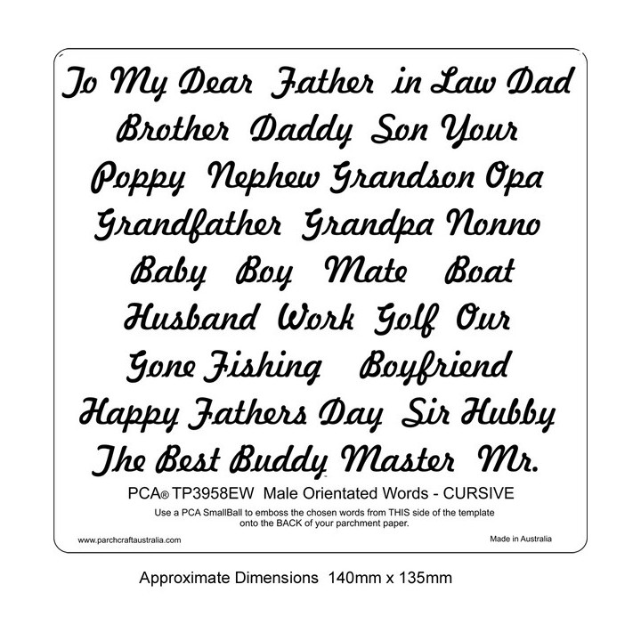 (PCA-TP3958EW)EMBOSSING Male Orientated Words CURSIVE