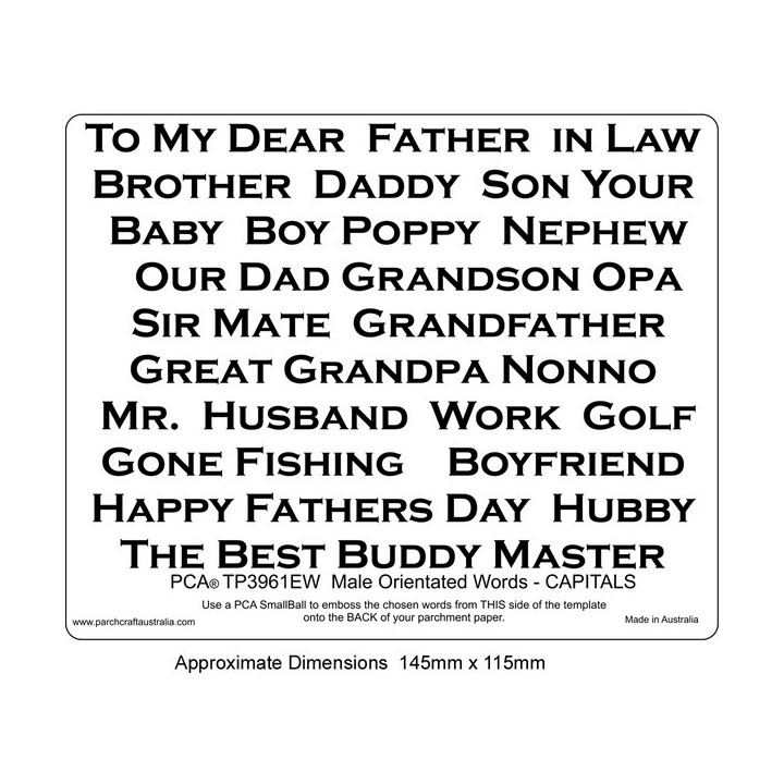 (PCA-TP3961EW)EMBOSSING Male Orientated Words CAPITALS