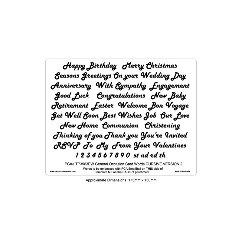 (PCA-TP3963EW)EMBOSSING General Occasions Words CURSIVE Version 2