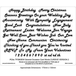 (PCA-TP3963EW)EMBOSSING General Occasions Words CURSIVE Version 2