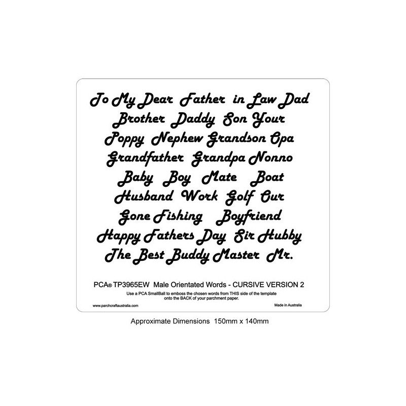 (PCA-TP3965EW)EMBOSSING Male Orientated Words CURSIVE Version 2