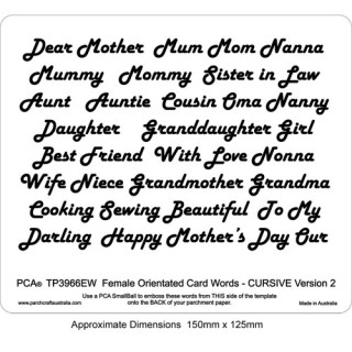 (PCA-TP3966EW)EMBOSSING Female Orientated Words CURSIVE Version 2