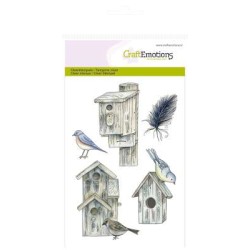 (1074)CraftEmotions clearstamps A6 bird houses Botanical Summer